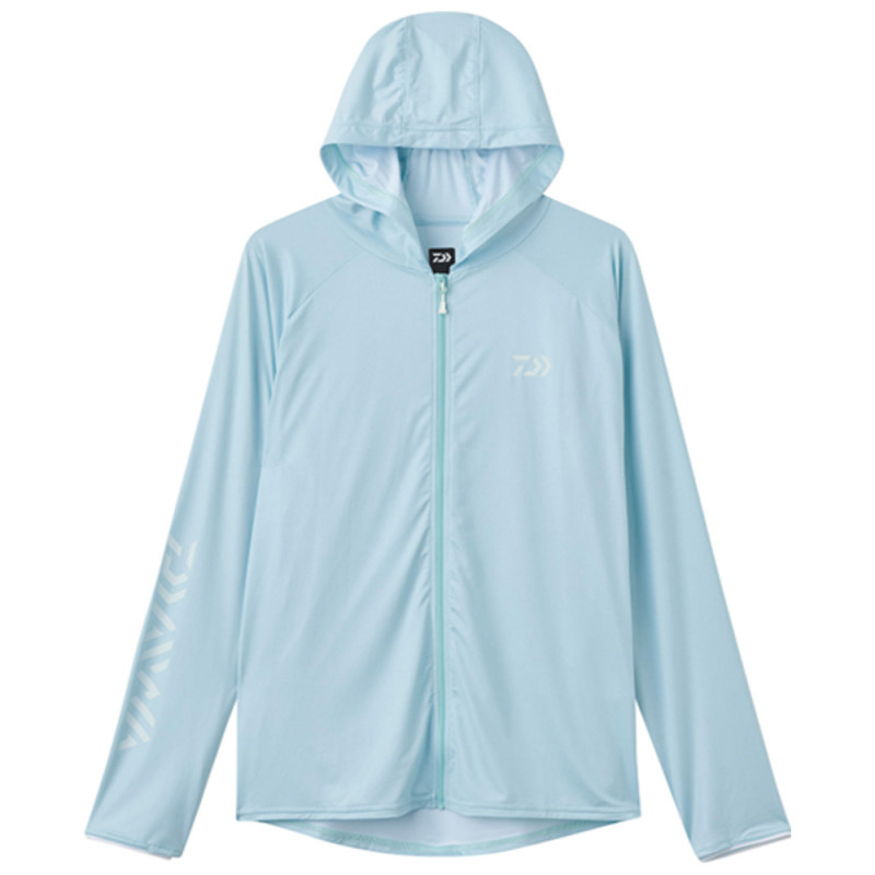 Daiwa funkční triko hoodie rash guard full zip iceblue upf40 - xl