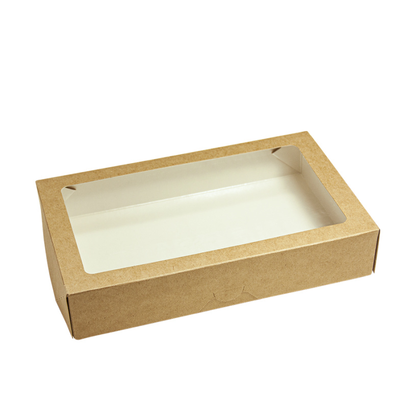 EcoPack Papírový box EKO na jídlo 200x120x40 mm hnědý s okénkem 1000 ml ba1/25 ks Balení: 25