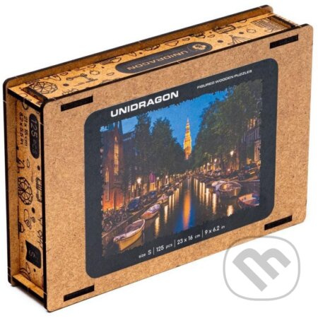 Večerný Amsterdam S (Unidragon drevené puzzle) - puzzle z kategorie Města a stavby