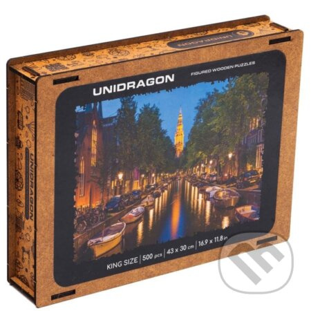 Večerný Amsterdam L (Unidragon drevené puzzle) - puzzle z kategorie Města a stavby