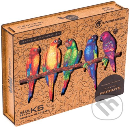 Papagáje L (Unidragon drevené puzzle) - puzzle z kategorie Zvířata