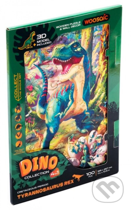 Dřevěné puzzle UNIDRAGON Woosaic DINOSAURUS - TYRANNOSAURUS REX 100 dílků