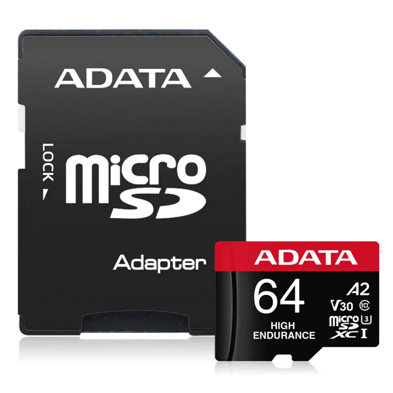 ADATA High Endurance MicroSDXC karta 64GB + SD adaptér Černá