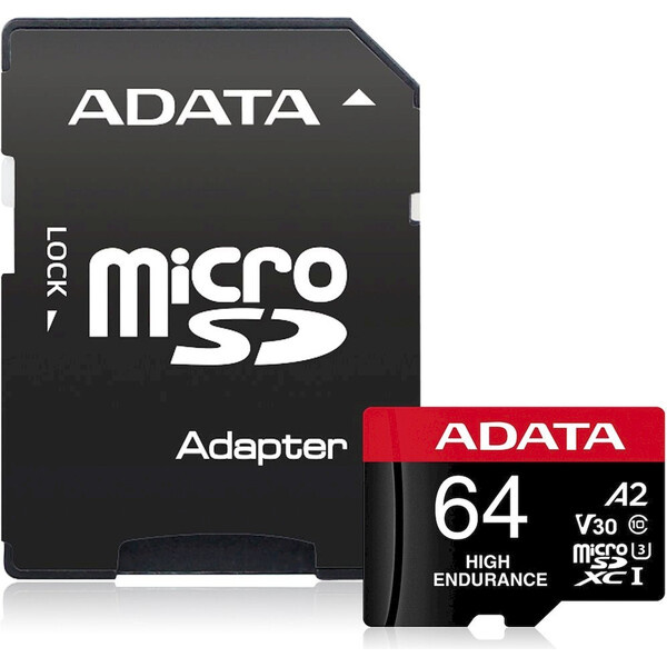 ADATA High Endurance MicroSDXC karta 64GB + SD adaptér Černá