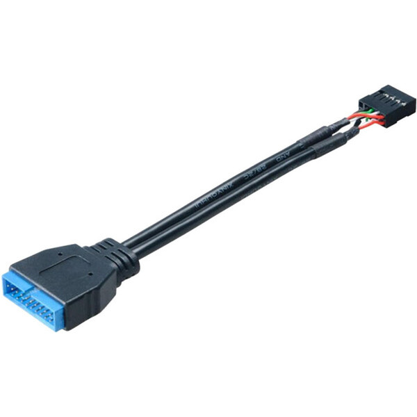 Akasa redukce USB 2.0 9pin (F) na USB 3.0 19pin (M), 10 cm
