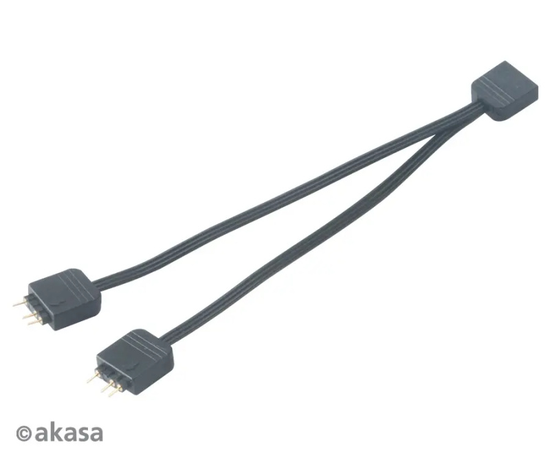 Akasa rozbočovač pro RGB LED pásky, 1xF, 2xM, 12cm, černý (pro Asus, Asrock, MSI)