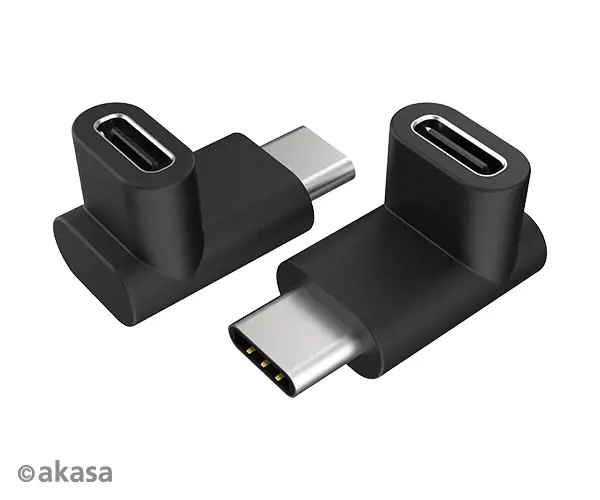 Akasa adaptér USB3.1 Gen2 USB-C - USB-C, 90°, 2ks v balení