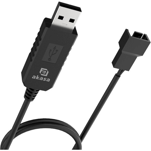 Akasa 5V to 12V DC Step-Up Voltage Converter Cable for USB to 3-Pin & 4-Pin PC Fan (AK-CBFA10-60BK