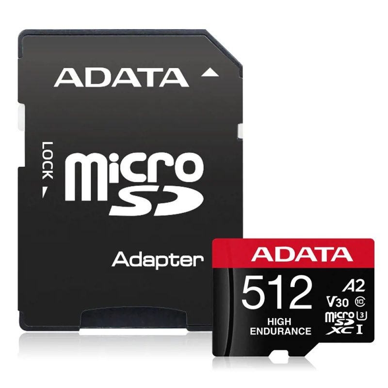 ADATA High Endurance MicroSDXC karta 512GB + SD adaptér Černá