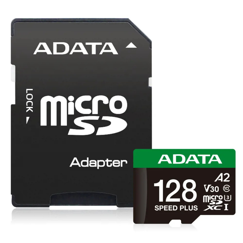 ADATA Speed Plus MicroSDXC karta 128GB + SD adaptér Černá
