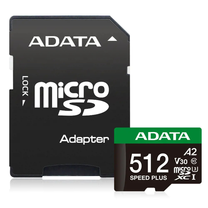 ADATA Speed Plus MicroSDXC karta 512GB + SD adaptér Černá