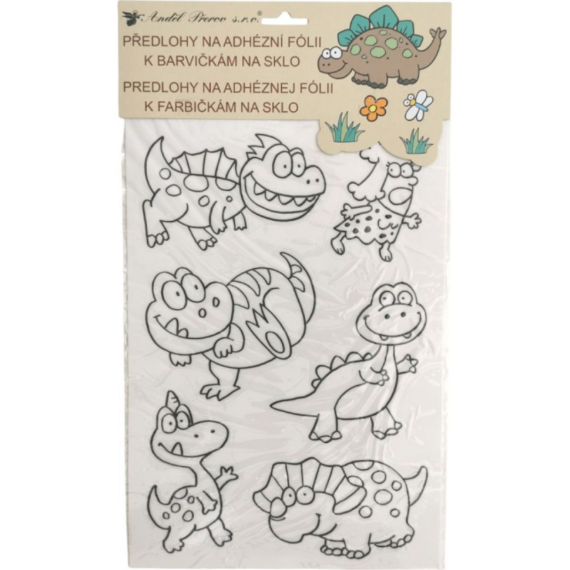 Předlohy na malování na sklo s vyvýšenou konturou Dino obrázek 1