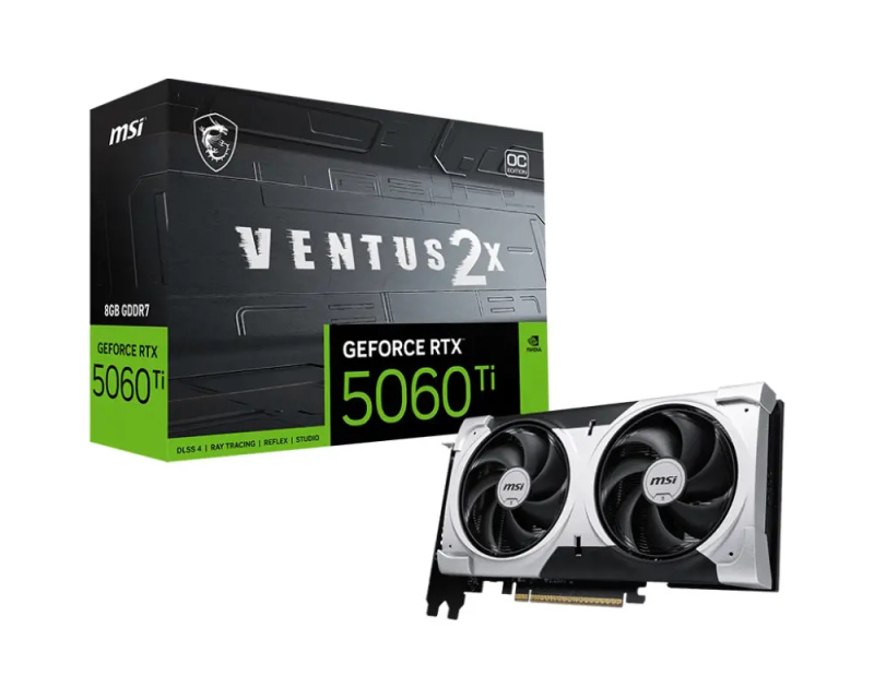 MSI NVIDIA GeForce RTX 5060 Ti 8G VENTUS 2X OC PLUS (RTX 5060 Ti 8G VENTUS 2X OC PLUS) Černá/stříbrná