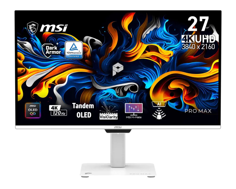 MSI Pro/MAX 271UPXW12G/26,5"/QD-OLED/4K UHD/120Hz/0,03ms/Bílá/3R