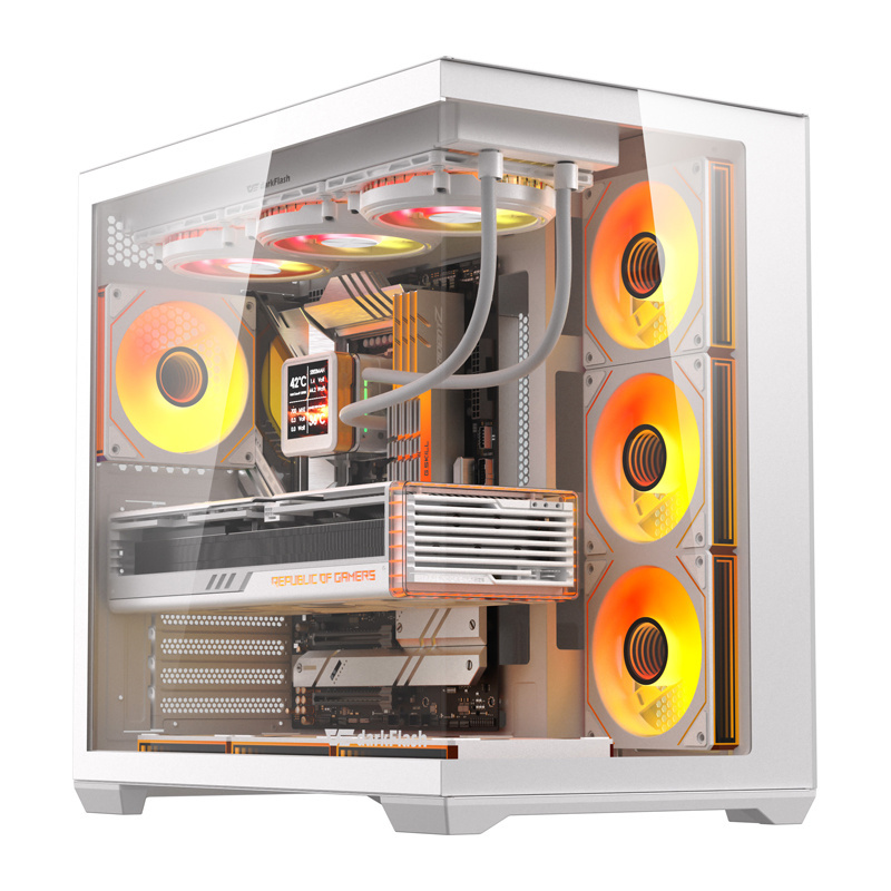 Počítačová skříň DarkFlash C280 (bílá) + 7 ventilátorů