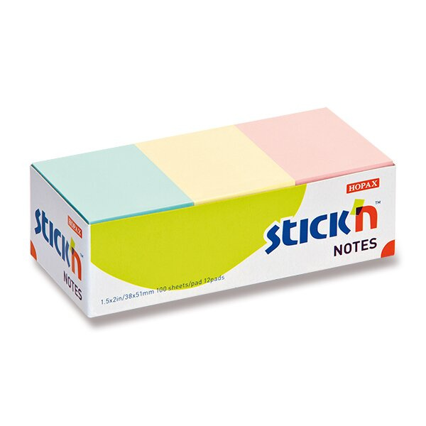 Notes 12 x 100 listů 38 x 51 mm pastelové barvy HOPAX