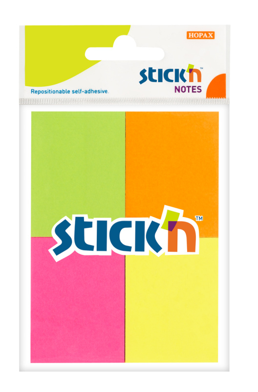 Samolepicí bloček Neon Stick´n Notes 38 × 51 mm, 4 x 50 listů