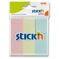 Samolepicí záložky Hopax Stick’n Notes 76 x 25 mm, 3 × 50 listů, pastelové