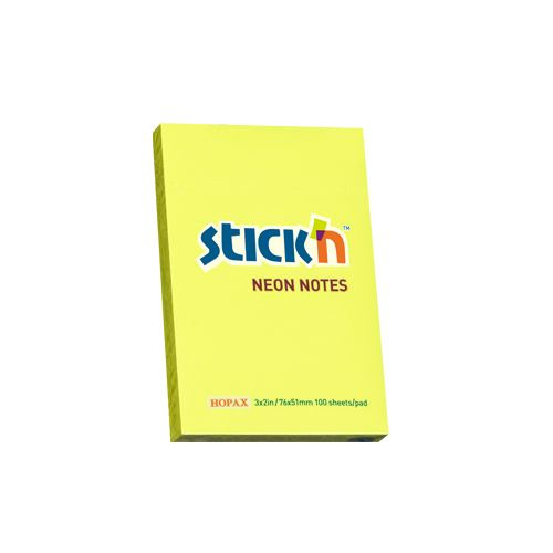 Samolepicí bloček Hopax Stick’n Notes Neon 76 × 51 mm, 100 listů žlutý