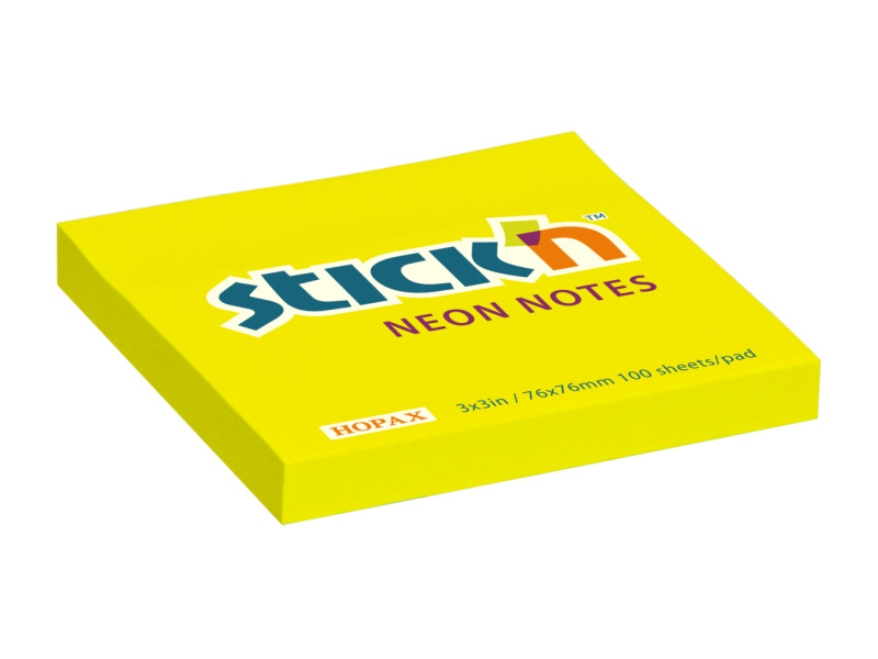 Samolepicí bloček Hopax Stick’n Notes 76 × 76 mm, 100 listů žlutý