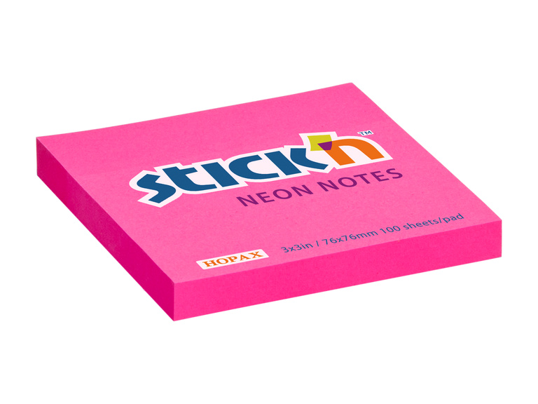 Samolepicí bloček Hopax Stick’n Notes 76 × 76 mm, 100 listů tmavě růžový