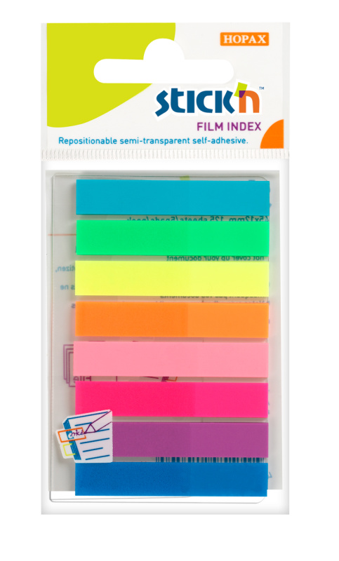 Samolepicí proužky Stick´n Clearnote proužky 45 x 8 mm, 8 barev Stick’n by Hopax