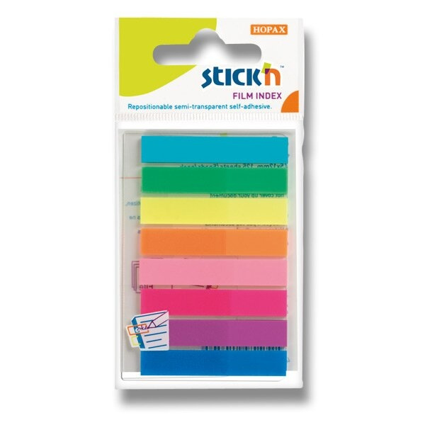 Samolepicí proužky Stick´n Clearnote proužky 45 x 8 mm, 8 barev Stick’n by Hopax