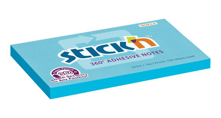 Hopax Stick'n Notes 360° - samolepicí bloček - 76 × 127 mm, 100 l., modrý