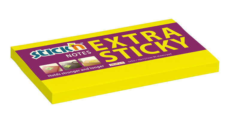 Hopax Stick'n Extra Sticky - samolepicí bloček - 127 × 76 mm, 90 l., žlutý
