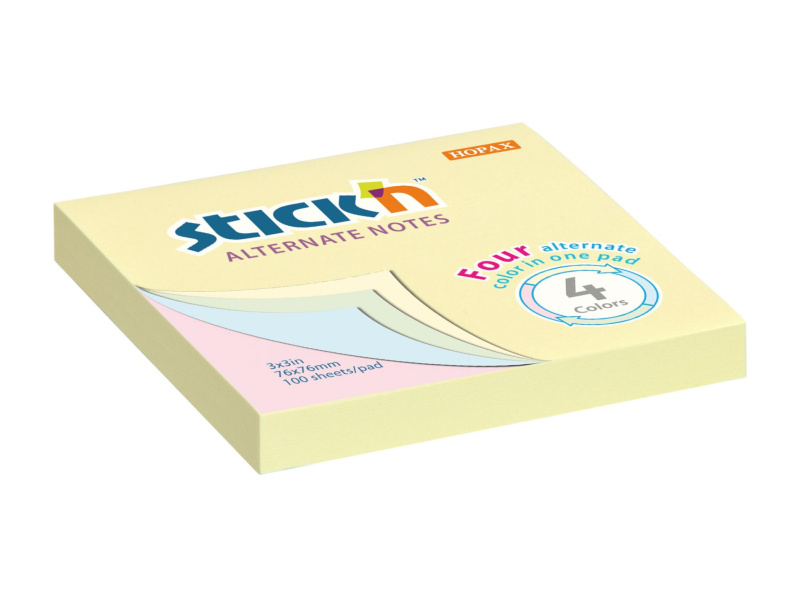 Samolepicí bloček Hopax Stick’n Alternate Pastel Notes 76 x 76 mm, 100 listů Stick’n by Hopax