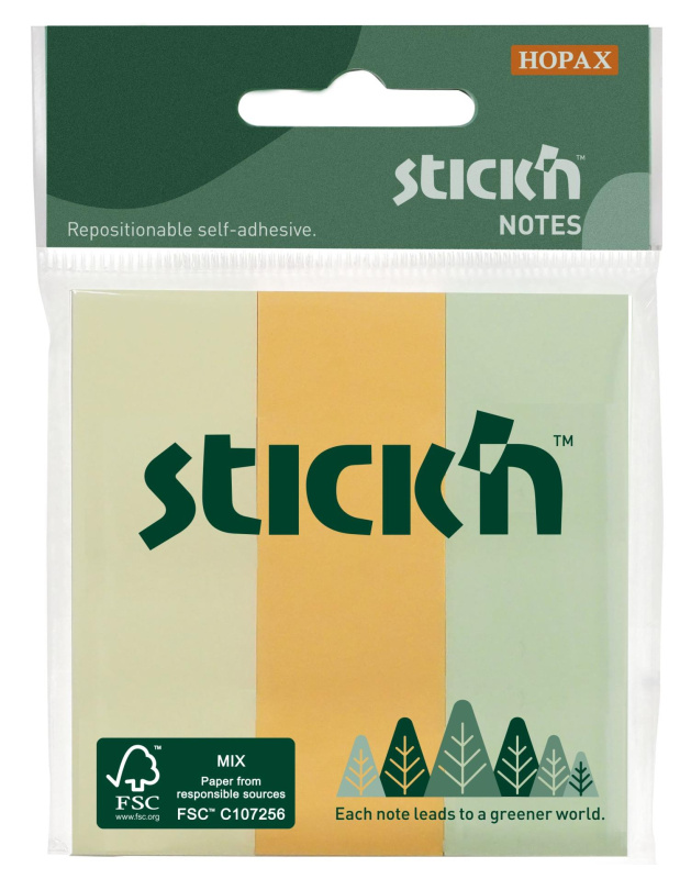Stick’n by Hopax Značkovací bločky Stick'n by Hopax FSC - 76 x 25 mm, 3x50 lístků, pastel mix