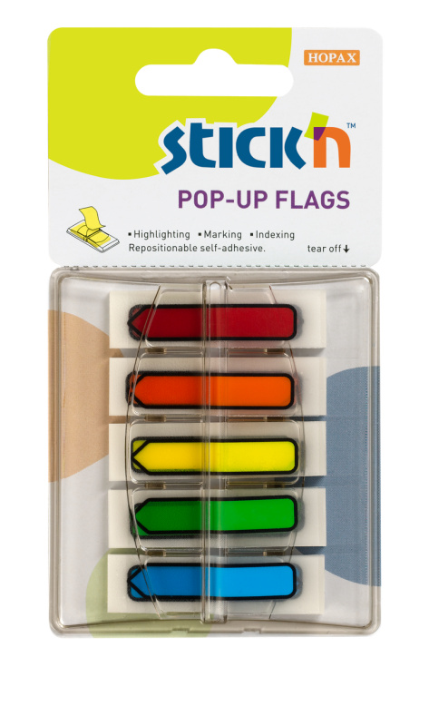 Samolepicí proužky Hopax Stick’n Pop-Up Flags šipky, 5 x 30 ks