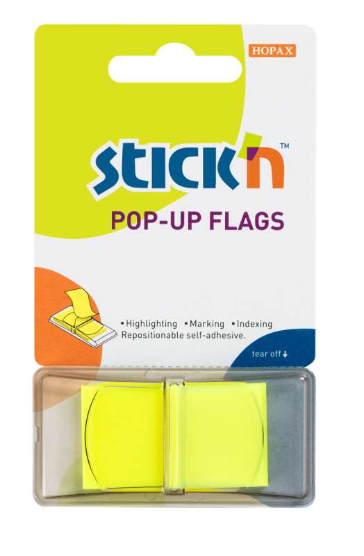 Samolepicí proužky Hopax Stick’n Pop-Up Flags 43 x 25 mm, 50 ks žluté