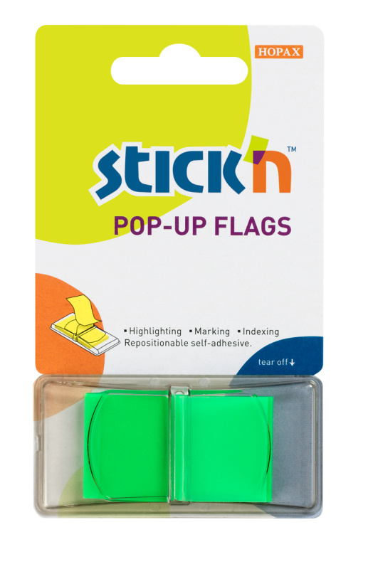 Samolepicí proužky Hopax Stick’n Pop-Up Flags 43 x 25 mm, 50 ks zelené