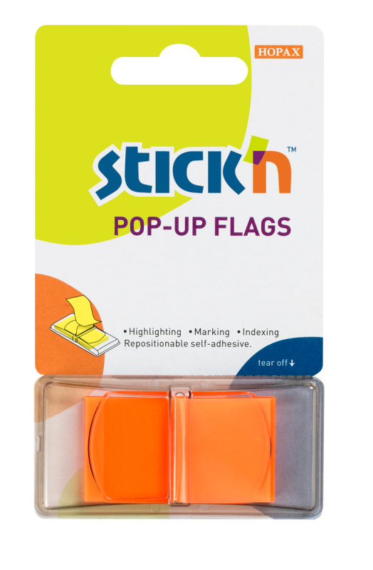 Samolepicí proužky Hopax Stick’n Pop-Up Flags 43 x 25 mm, 50 ks oranžové