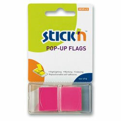 Samolepicí proužky Hopax Stick’n Pop-Up Flags 43 x 25 mm, 50 ks růžové