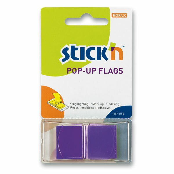 Samolepicí proužky Hopax Stick’n Pop-Up Flags 43 x 25 mm, 50 ks fialové