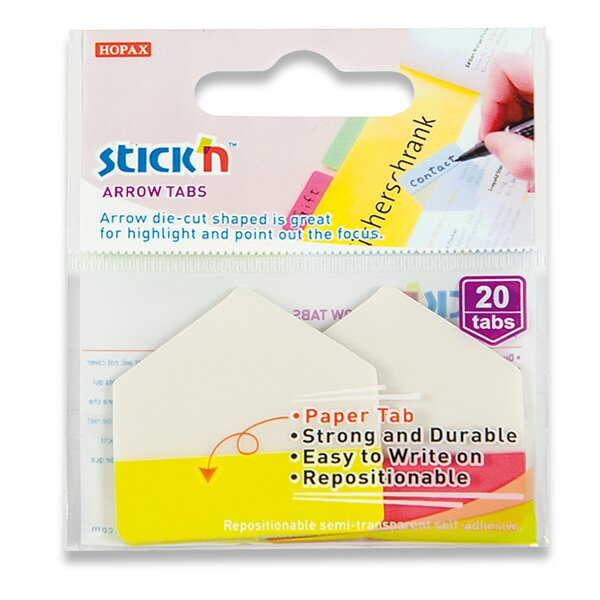 Samolepicí záložky Hopax Stick’n Arrow Tabs 38 x 38 mm, 2×10 listů žlutá, červená