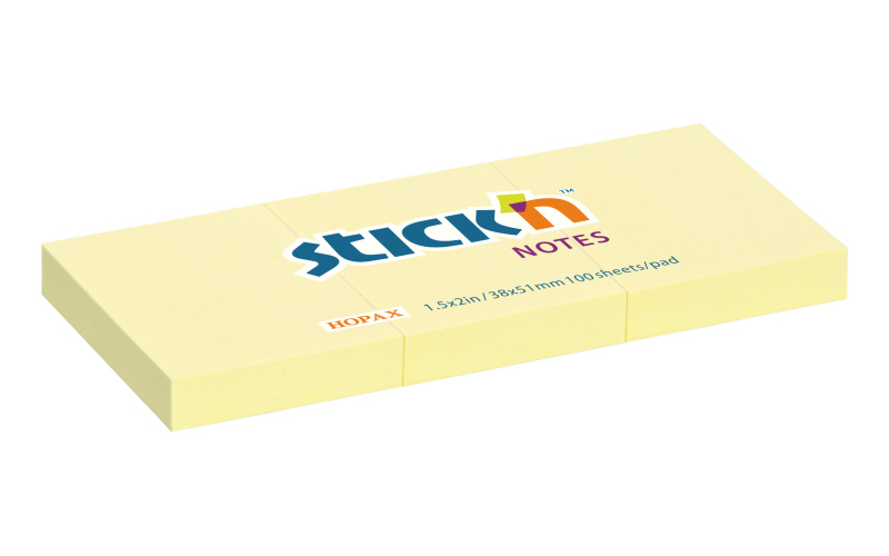 Samolepicí bloček Hopax Stick’n Notes 38 x 51 mm, 100 listů, 3ks