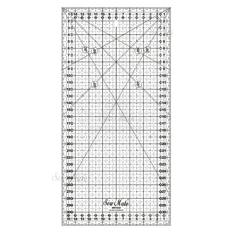 Donwei Rastrové pravítko na patchwork, látky DONWEI M1632 BK, černý popis, 16x32cm