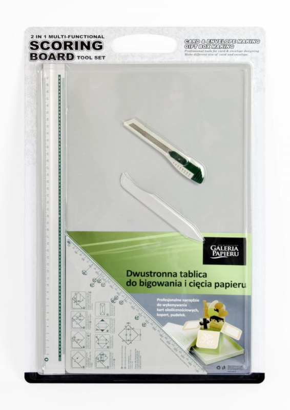 Galeria Papieru Sada podložka na řezání a rýhování - 45 x 30 cm + rýhovací a odlamovací nůž, pravítko a trojúhelník