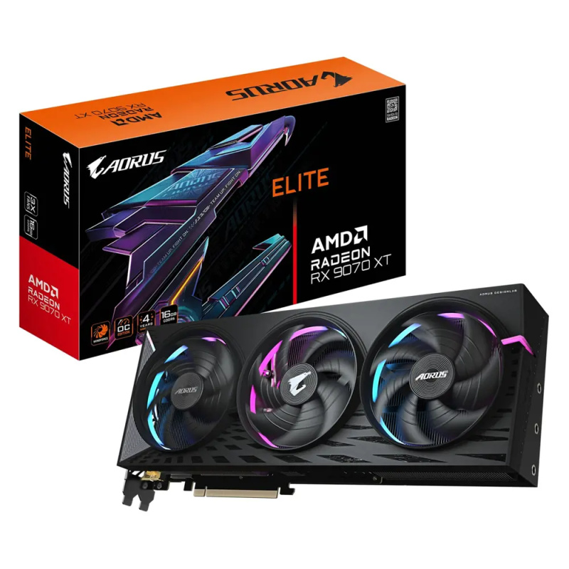 GIGABYTE AORUS Radeon RX 9070 XT ELITE 16G (GV-R9070XTAORUS E-16GD) Černá