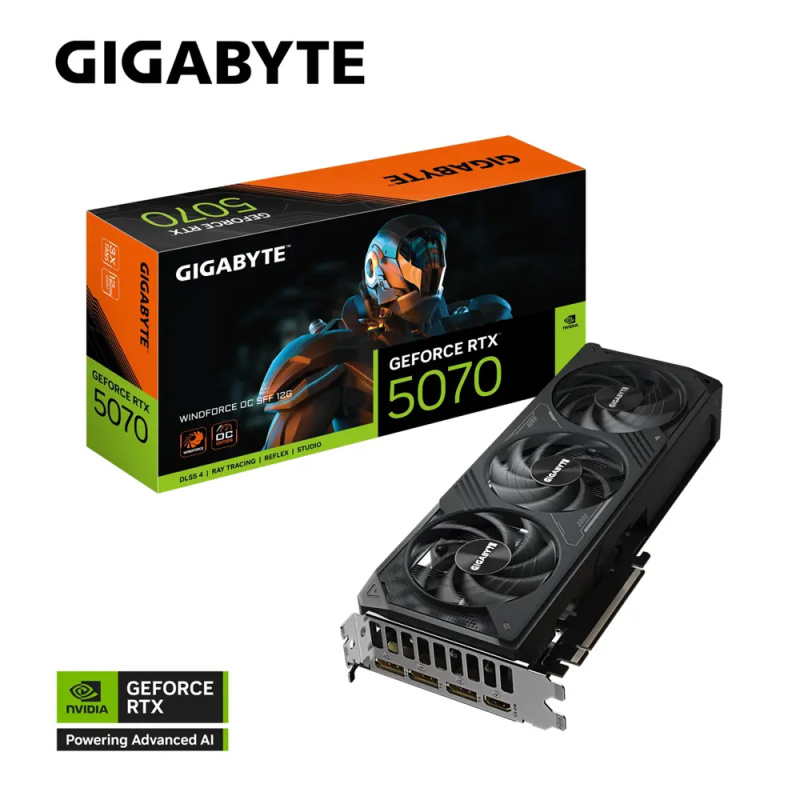 GIGABYTE NVIDIA GeForce RTX 5070 WINDFORCE OC SFF 12G (GV-N5070WF3OC-12GD) Černá