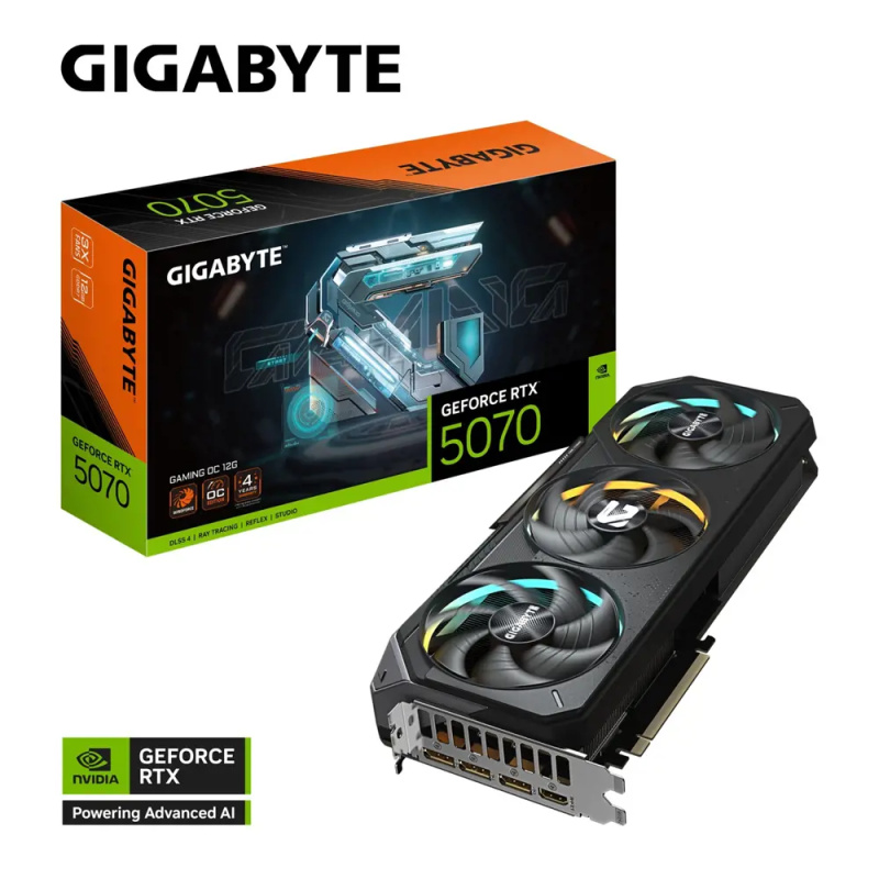 GIGABYTE NVIDIA GeForce RTX 5070 GAMING OC 12G (GV-N5070GAMING OC-12GD) Černá
