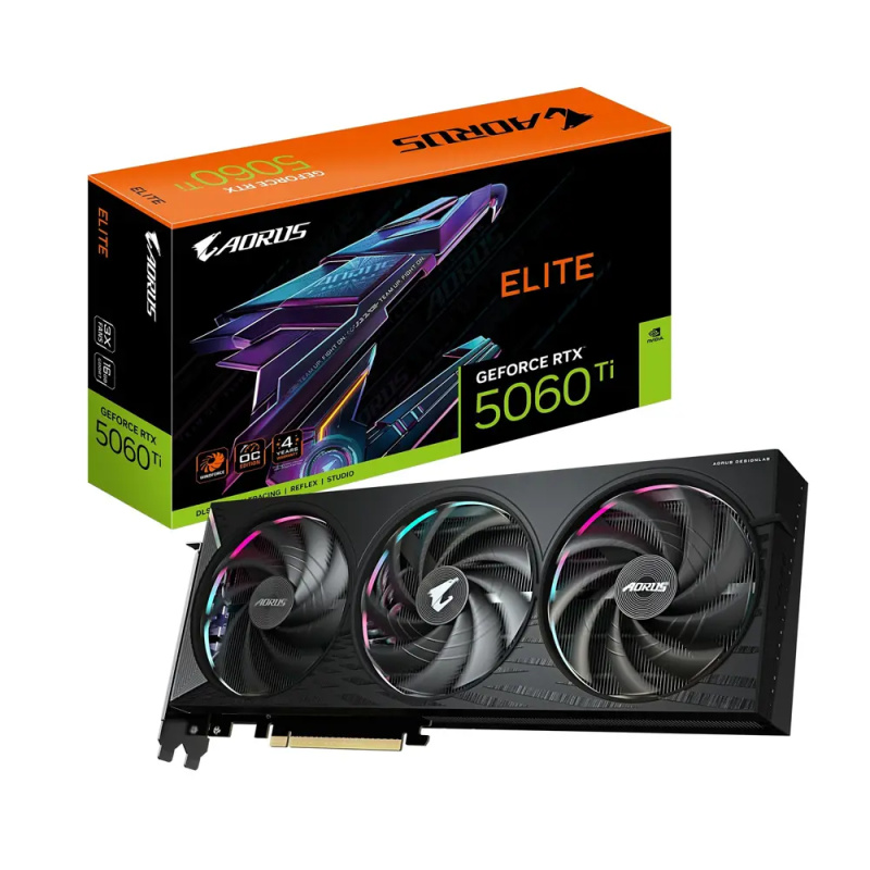 GIGABYTE AORUS NVIDIA GeForce RTX 5060 Ti ELITE 16G (GV-N506TAORUS E-16GD) Černá