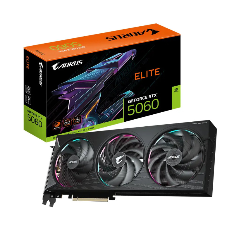 GIGABYTE AORUS NVIDIA GeForce RTX 5060 ELITE 8G (GV-N5060AORUS E-8GD) Černá