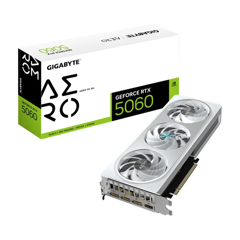 GIGABYTE NVIDIA GeForce RTX 5060 AERO OC 8G (GV-N5060AERO OC-8GD) Bílá