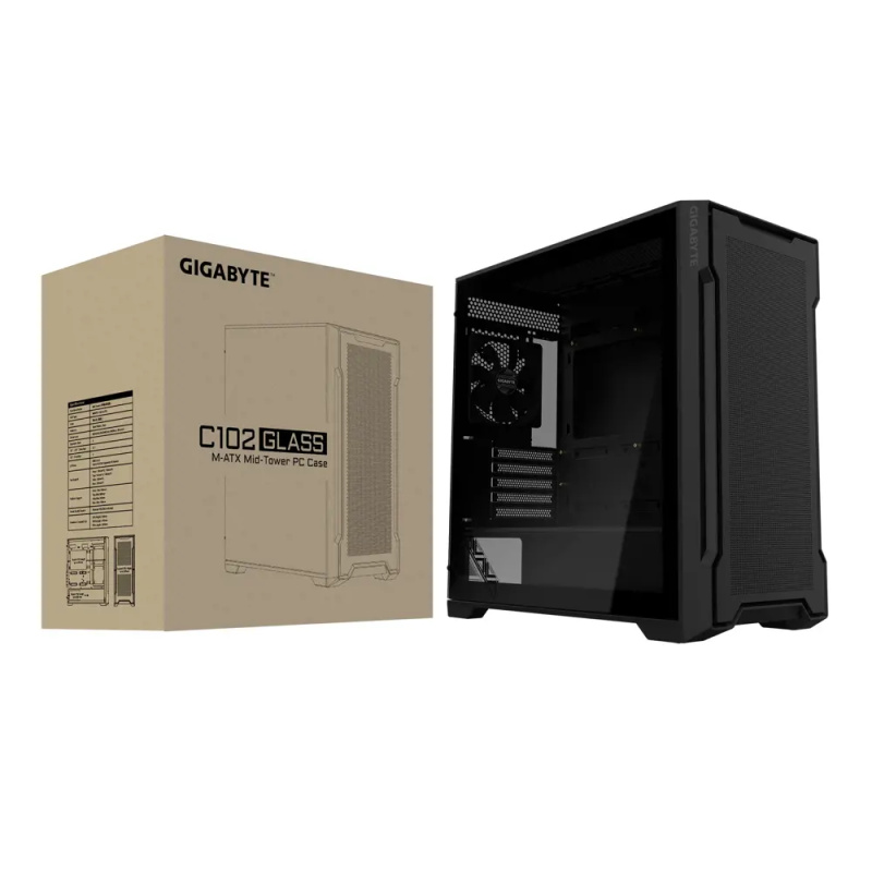 GIGABYTE C102 GLASS černá (GB-C102G) Černá