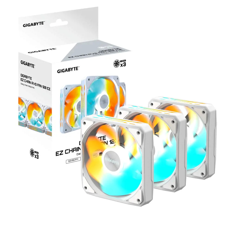 GIGABYTE EZ CHAIN RVS FAN 120 ICE (GP-GBT EZRVSFAN1203 ICE) Bílá