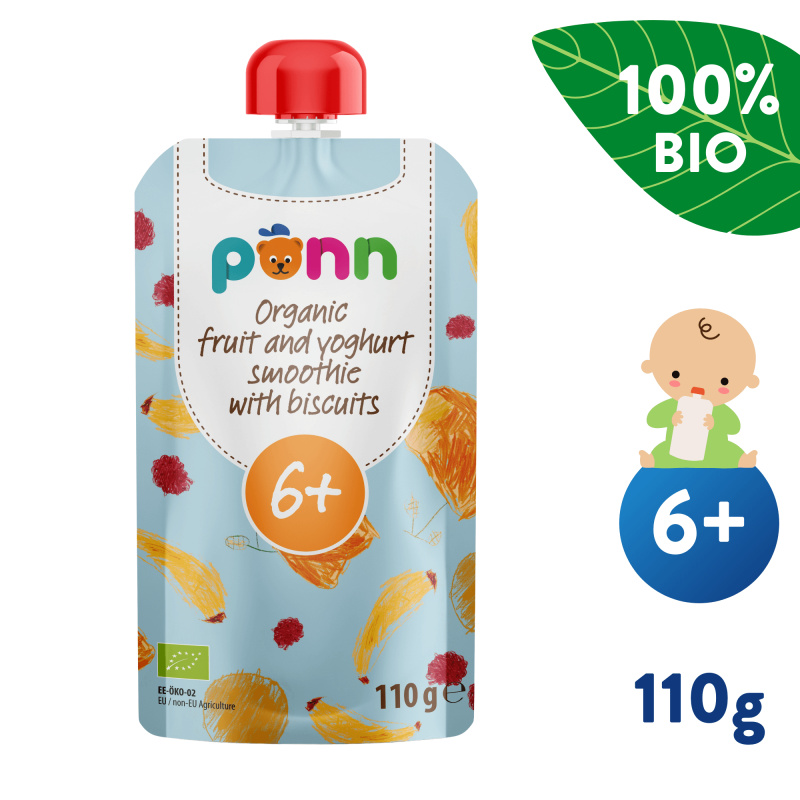 SALVEST Põnn Ovocné smoothie s jogurtem a sušenkami BIO 110 g